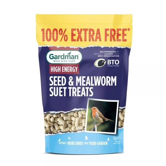 Gardman Seed and Mealworm Suet Treats 500g + 100% extra free