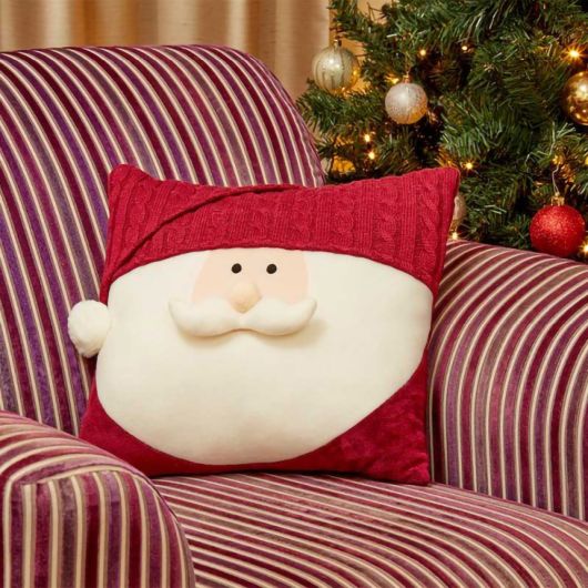 33cm Red Knitted Santa Cushion