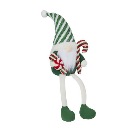 48cm Green-White Seated Candy Cane Gonk