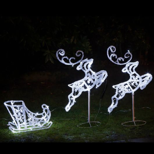 Noma 96cm Spun Acrylic Flying Reindeers & Sleigh