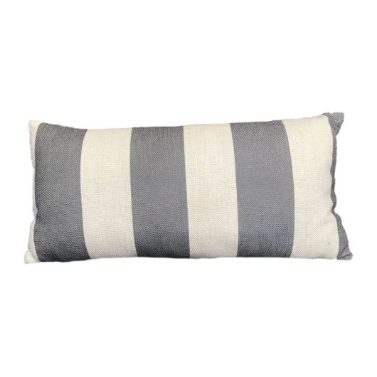 Stripe Grey and White Bolster Cushion 45 x 22 cm