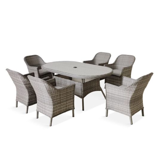 Fern Living Andorra Deluxe 6 Seat Oval Dining with Parasol