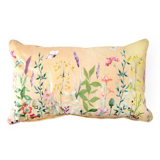 Spring Blooms Printed Cushion - Ochre