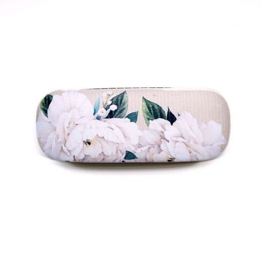 Floral White Peony Glasses Case