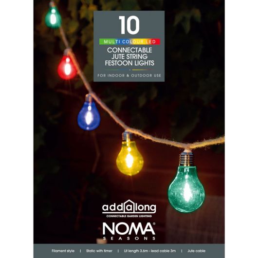 Noma 10 LED Connectable Outdoor Lights Jute Rope - Colour