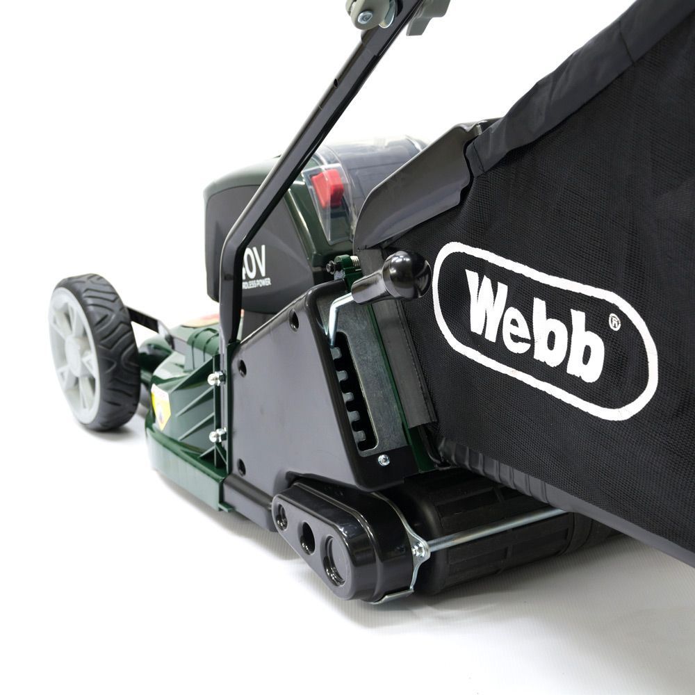 Webb 43cm 40V Cordless Rear Roller Rotary Lawnmower & 4Ah Battery 