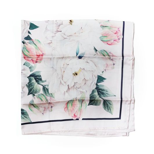 Floral White Peony Scarf